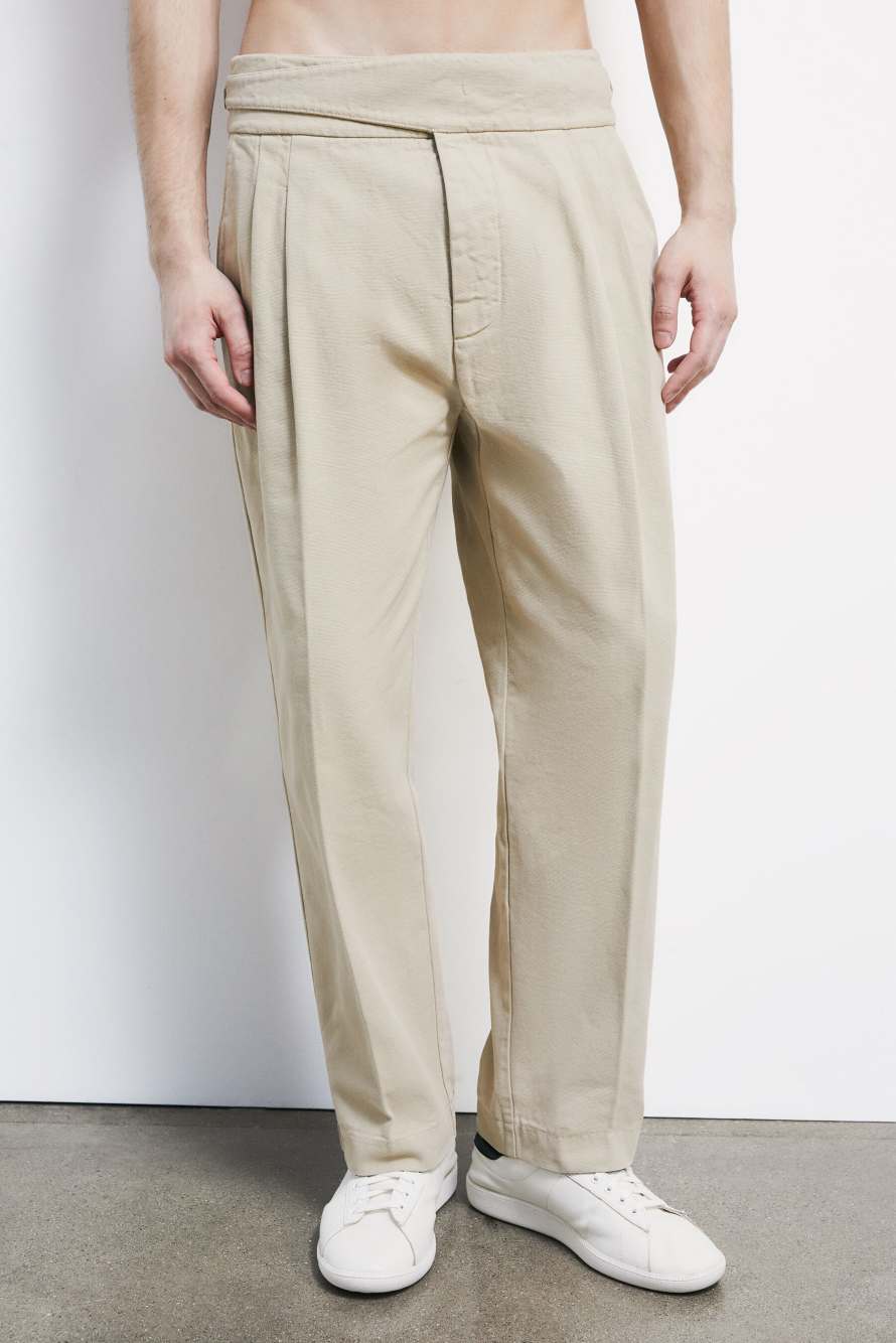 Pantal&oacute;n cargo en algod&oacute;n estructurado, Beige