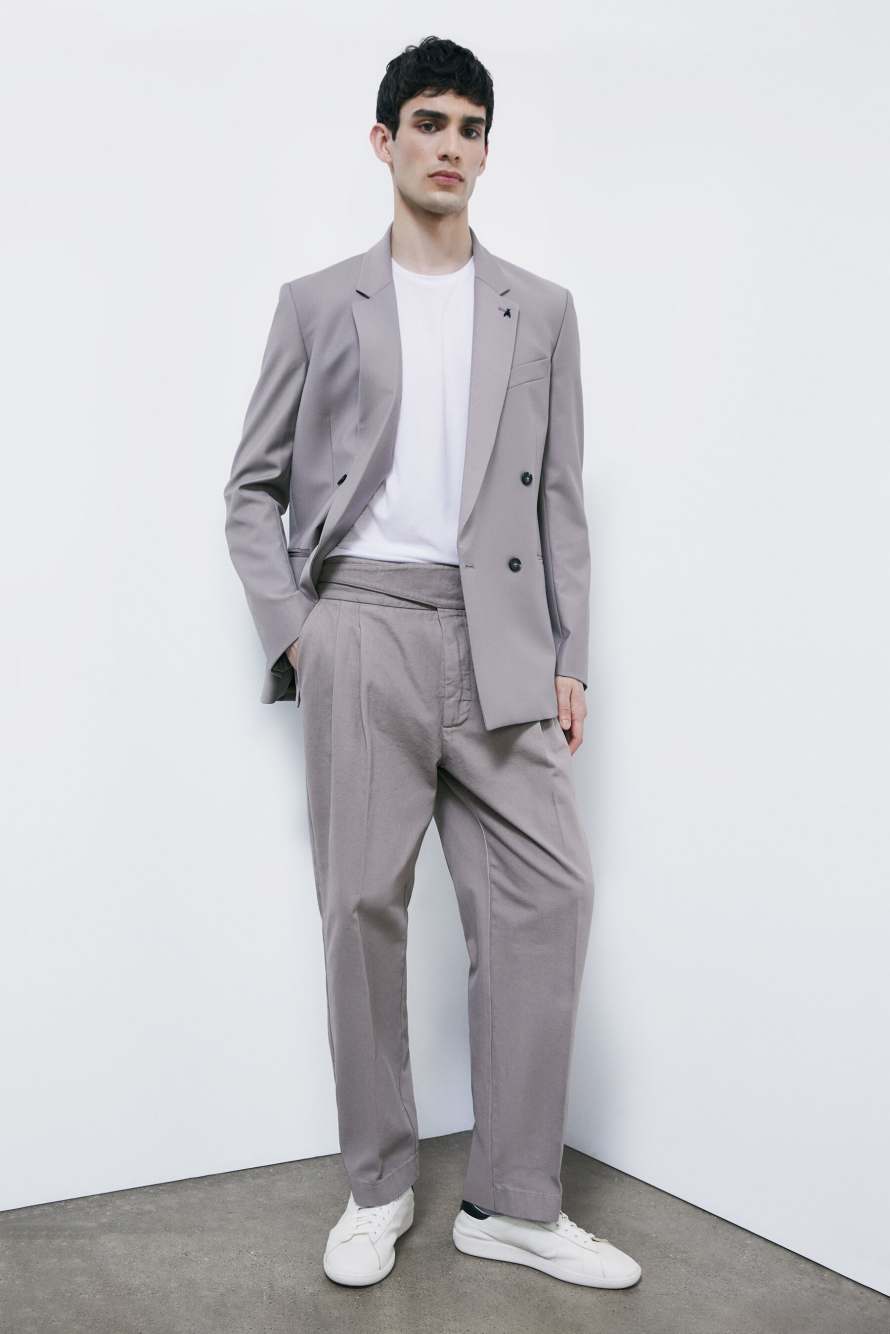 Pantal&oacute;n cargo en algod&oacute;n estructurado, Gris