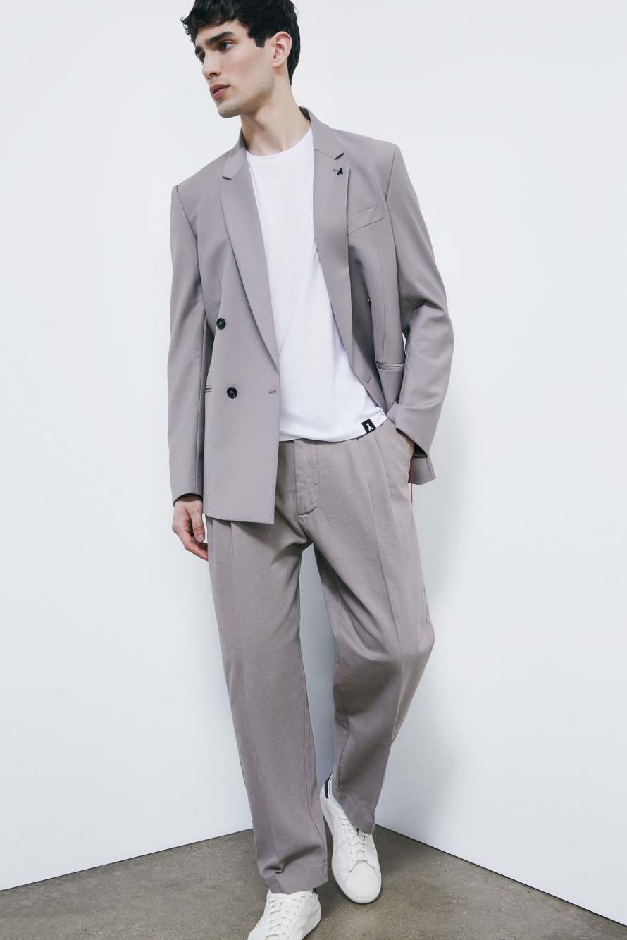 Pantal&oacute;n cargo en algod&oacute;n estructurado, Gris