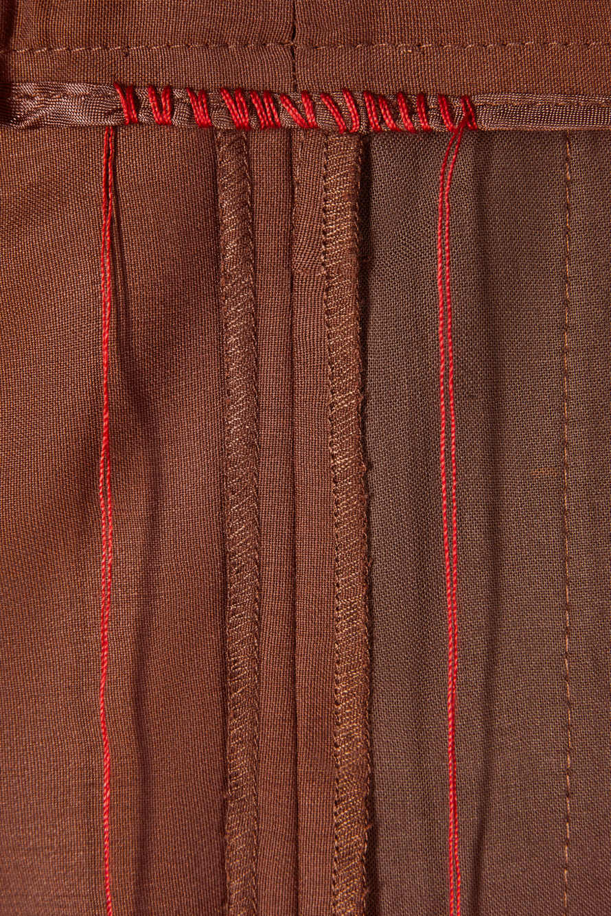 Pantal&oacute;n cigarette en mezcla ligera de lana el&aacute;stica, Marr&oacute;n