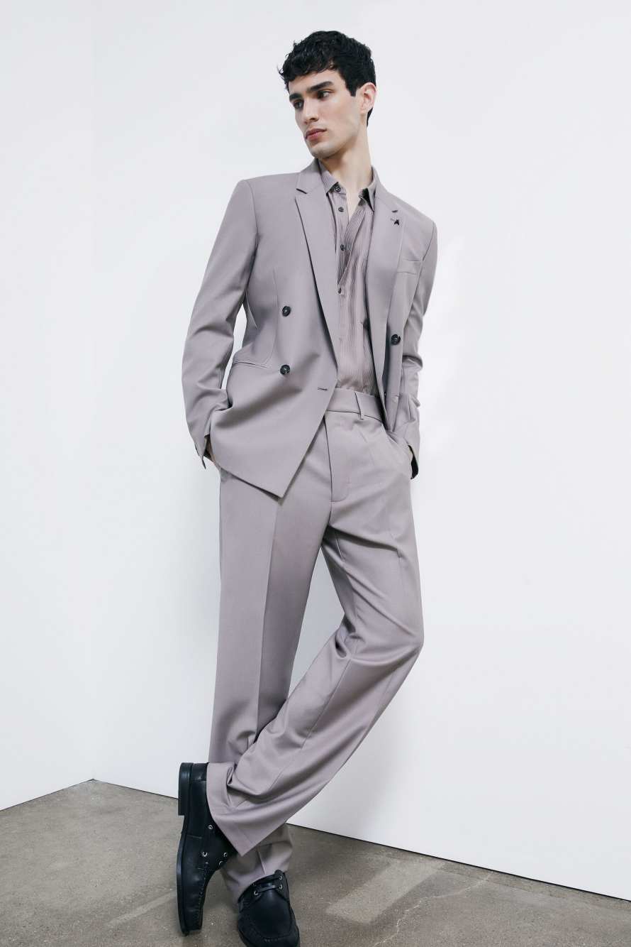 Pantalones ajustados (IM)PERFECTION de lana fr&iacute;a, Gris