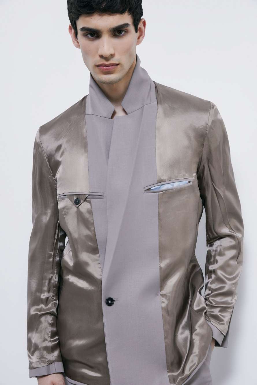 Chaqueta cruzada (IM)PERFECTION reversible de lana fr&iacute;a, Gris