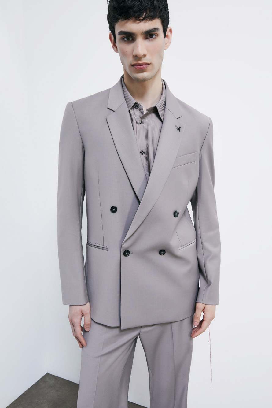 Chaqueta cruzada (IM)PERFECTION reversible de lana fr&iacute;a, Gris