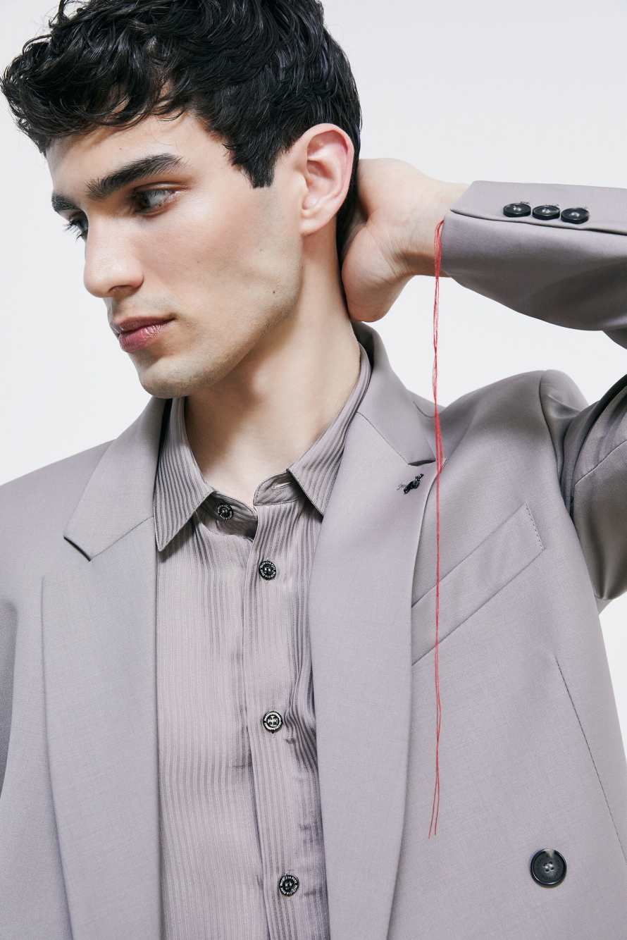 Chaqueta cruzada (IM)PERFECTION reversible de lana fr&iacute;a, Gris