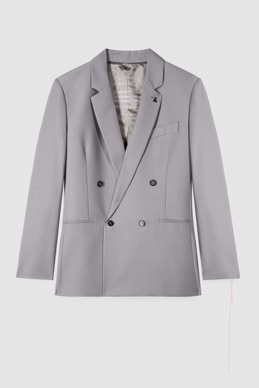 Chaqueta cruzada (IM)PERFECTION reversible de lana fr&iacute;a, Gris