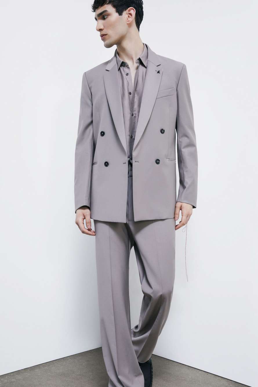 Chaqueta cruzada (IM)PERFECTION reversible de lana fr&iacute;a, Gris