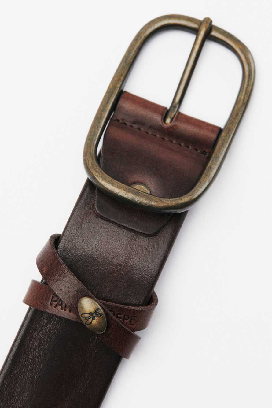 Cintur&oacute;n de piel lisa, Marr&oacute;n