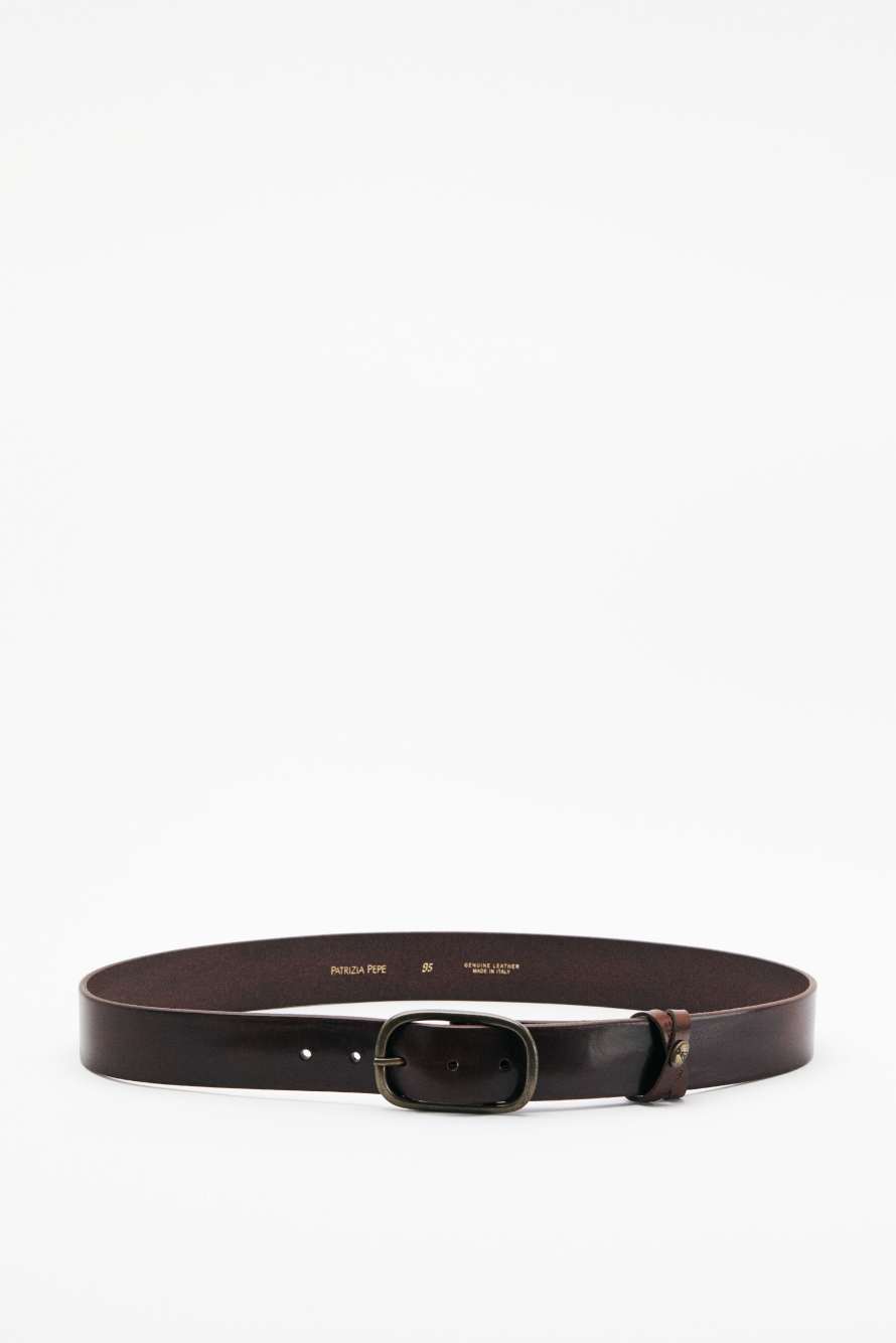 Cintur&oacute;n de piel lisa, Marr&oacute;n