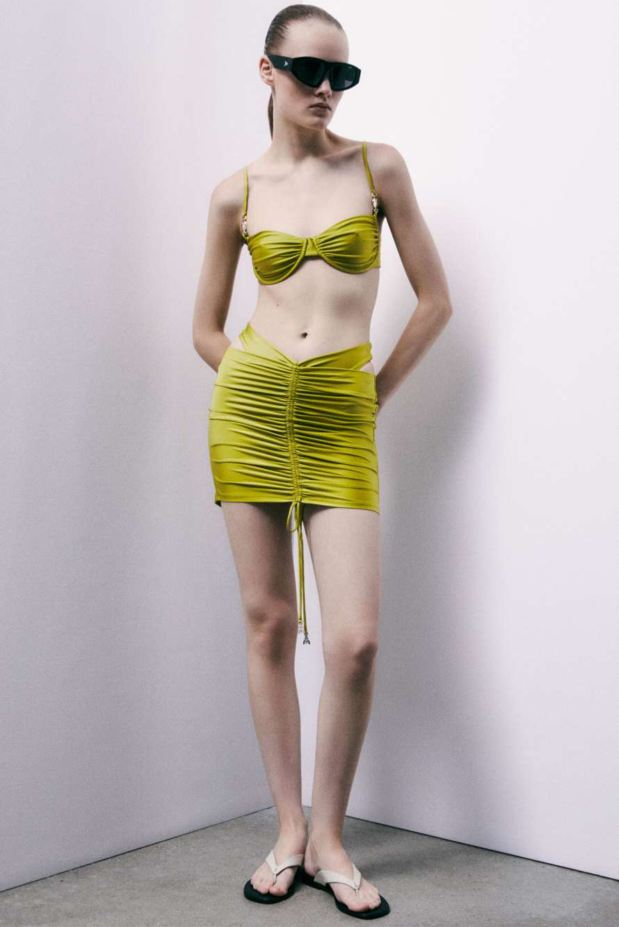 Draped pareo skirt, Green, Patrizia Pepe