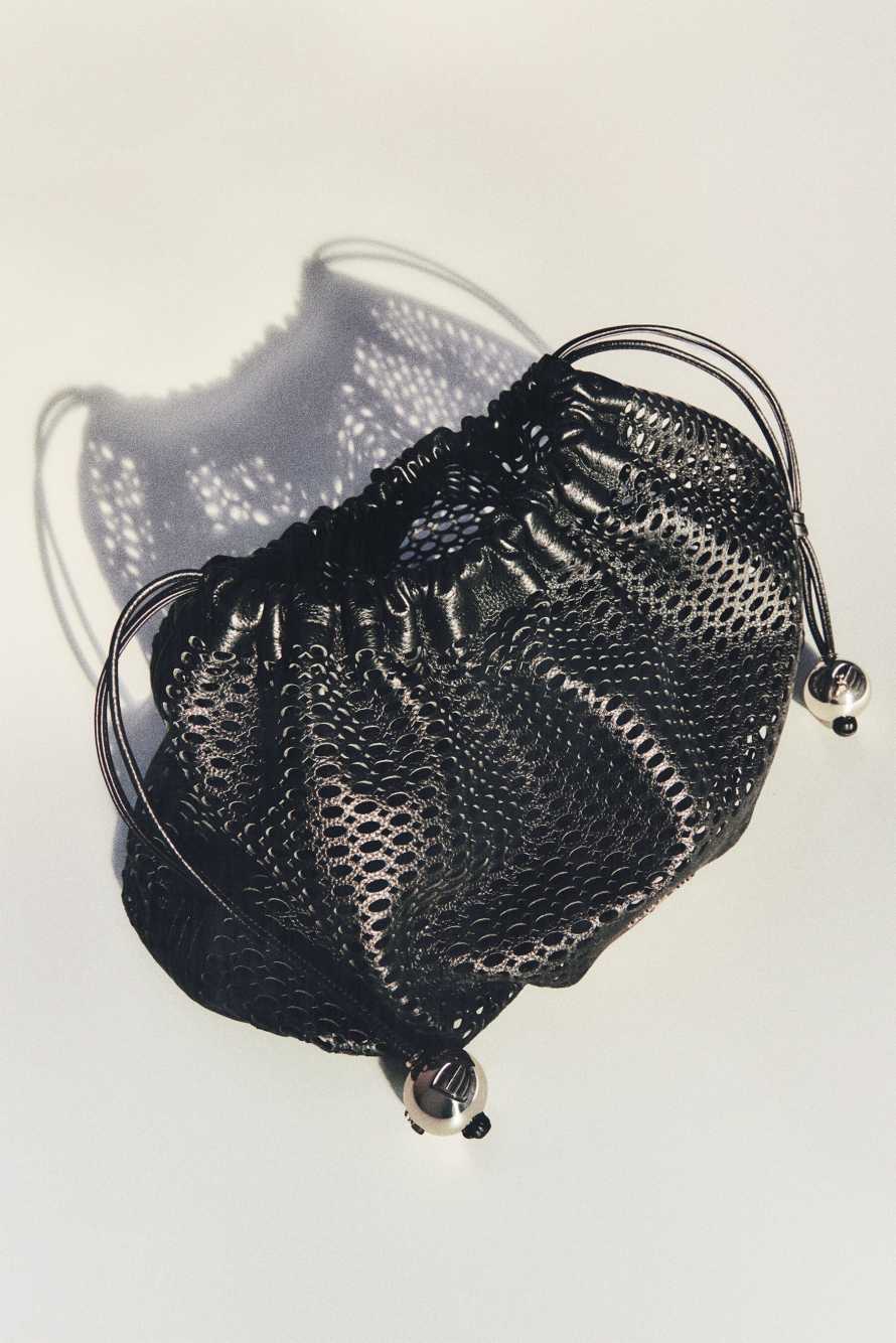 Medium Bubble Clutch in perforated leather, Black, Patrizia Pepe