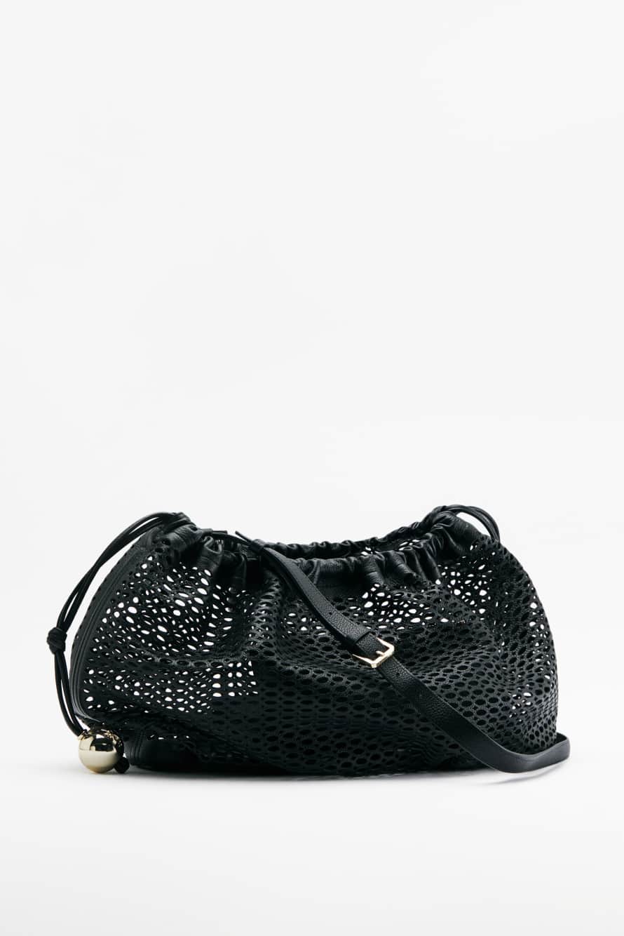 Medium Bubble Clutch in perforated leather, Black, Patrizia Pepe