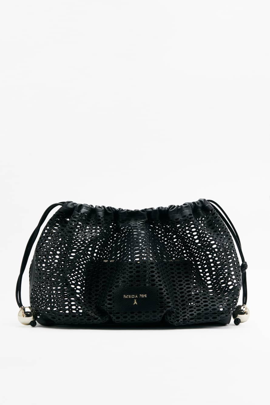 Medium Bubble Clutch in perforated leather, Black, Patrizia Pepe