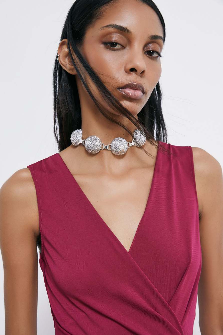 Crystal Sphere Necklace, Silver, Patrizia Pepe