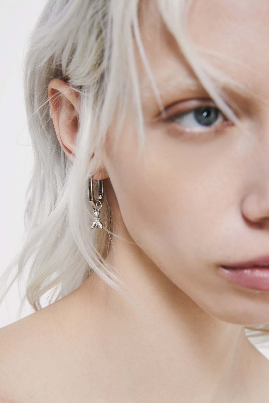 Micro Fly strass earring, Silver, Patrizia Pepe
