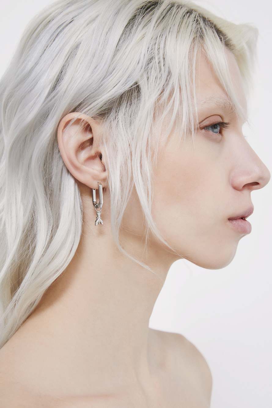 Micro Fly strass earring, Silver, Patrizia Pepe