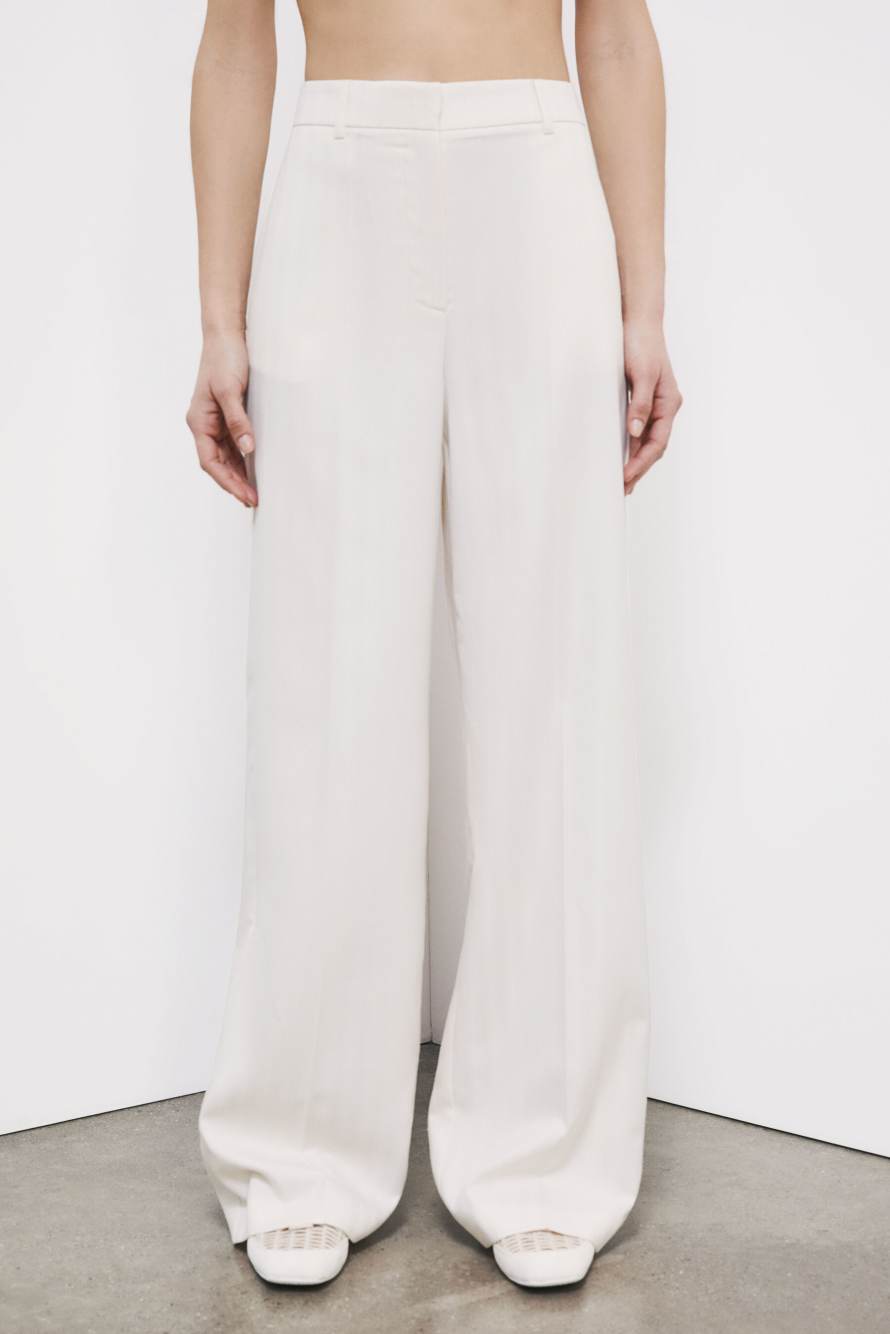 Structured palazzo trousers, White, Patrizia Pepe