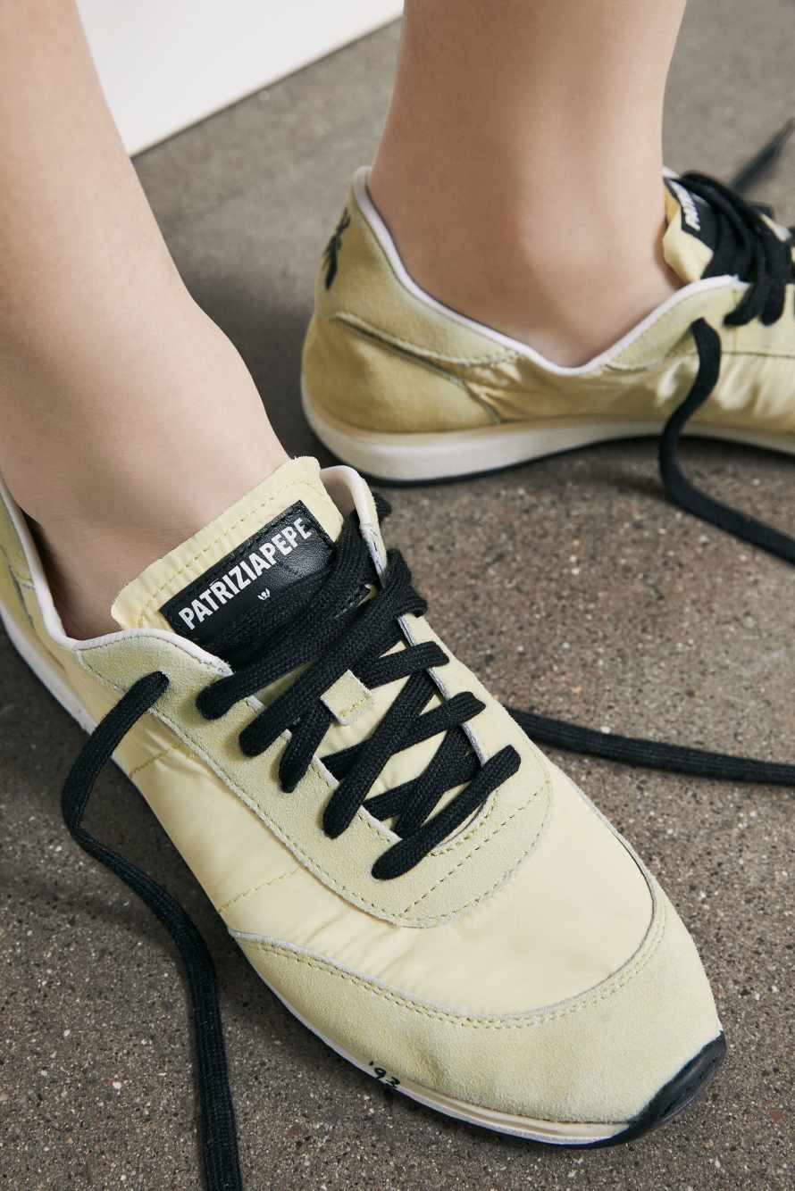 Running SKIN Sneakers '93 in nylon, Vanilla/Black, Patrizia Pepe