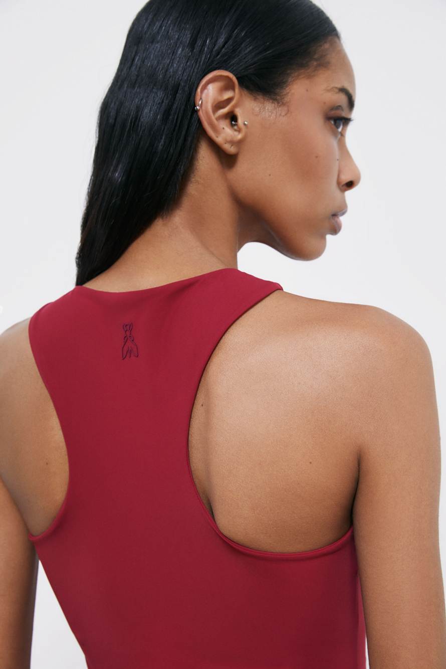 Racerback jersey mini dress, Red, Patrizia Pepe