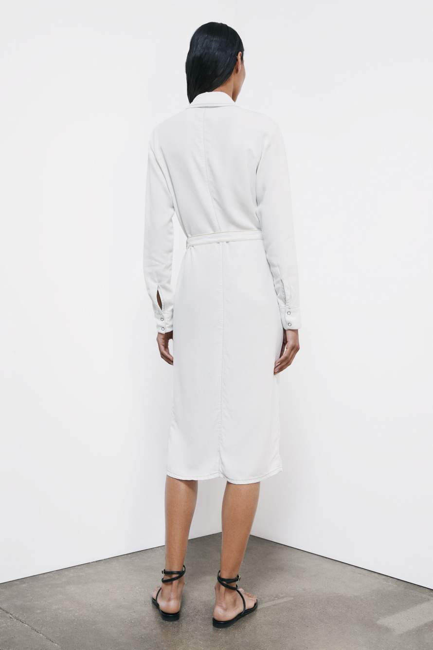 Long shirt dress in lightweight denim, White, Patrizia Pepe