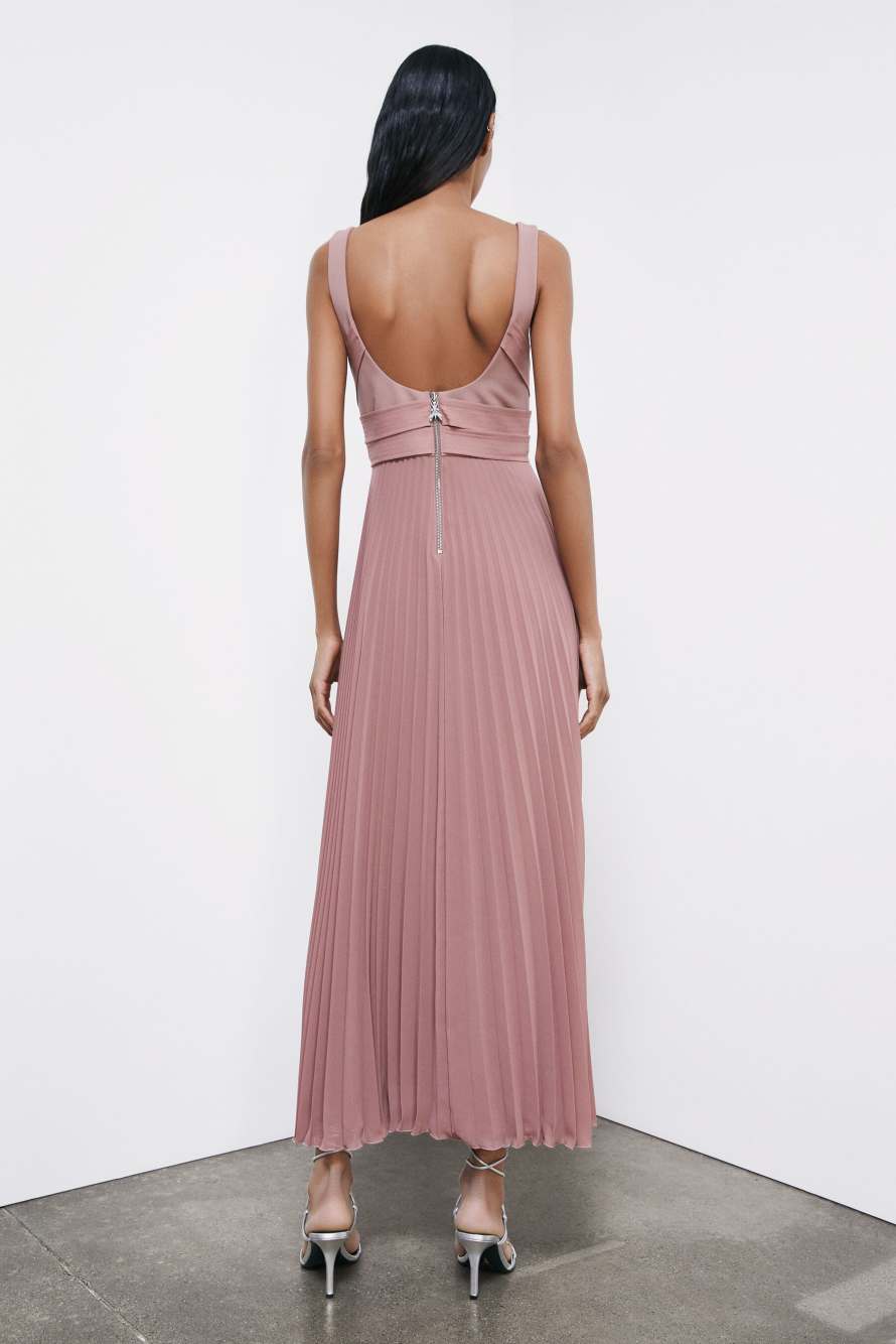 Long pleated ceremony dress, Pink, Patrizia Pepe