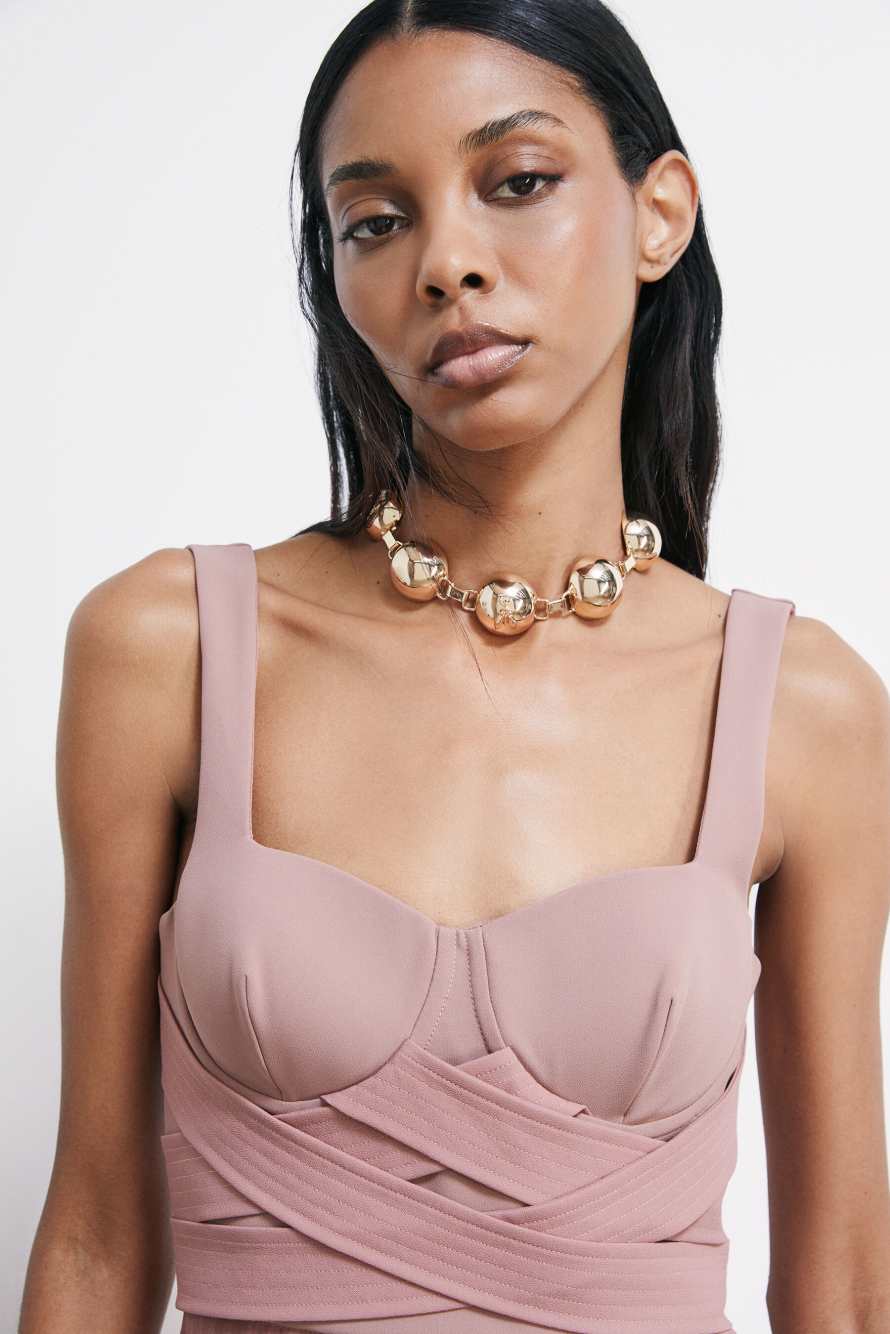 Long pleated ceremony dress, Pink, Patrizia Pepe