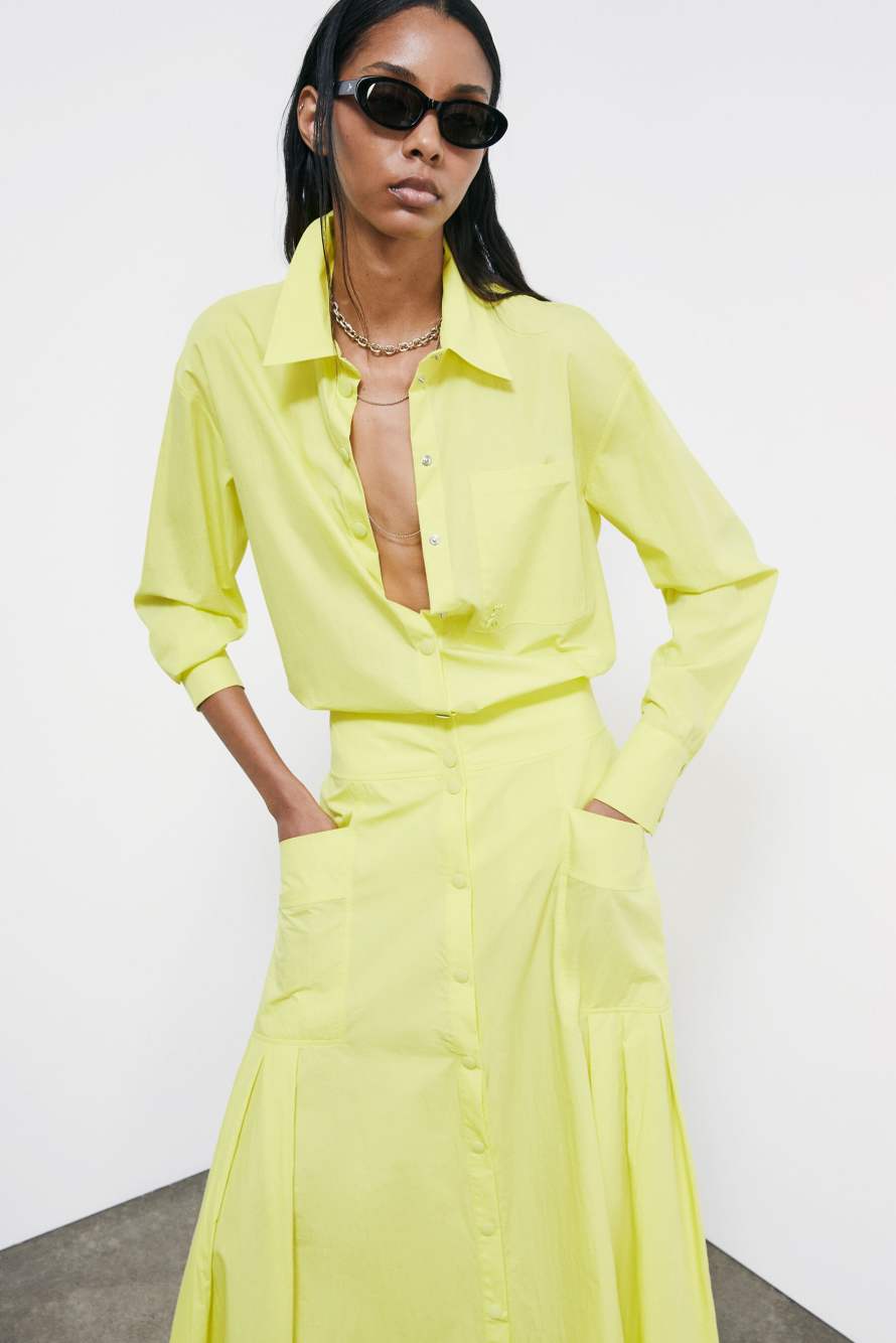 Technical cotton shirt, Yellow, Patrizia Pepe