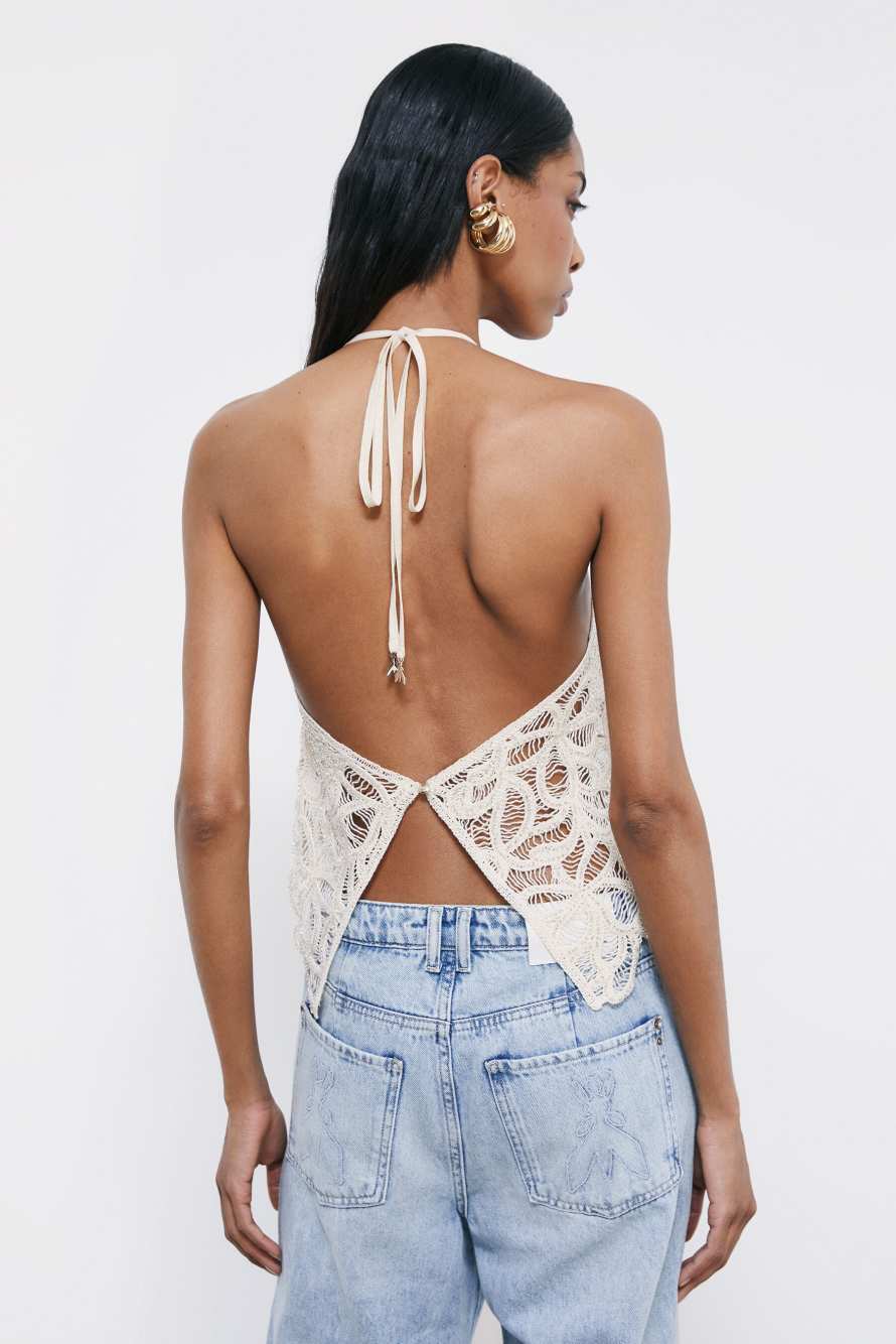 Floral crochet top, Beige, Patrizia Pepe