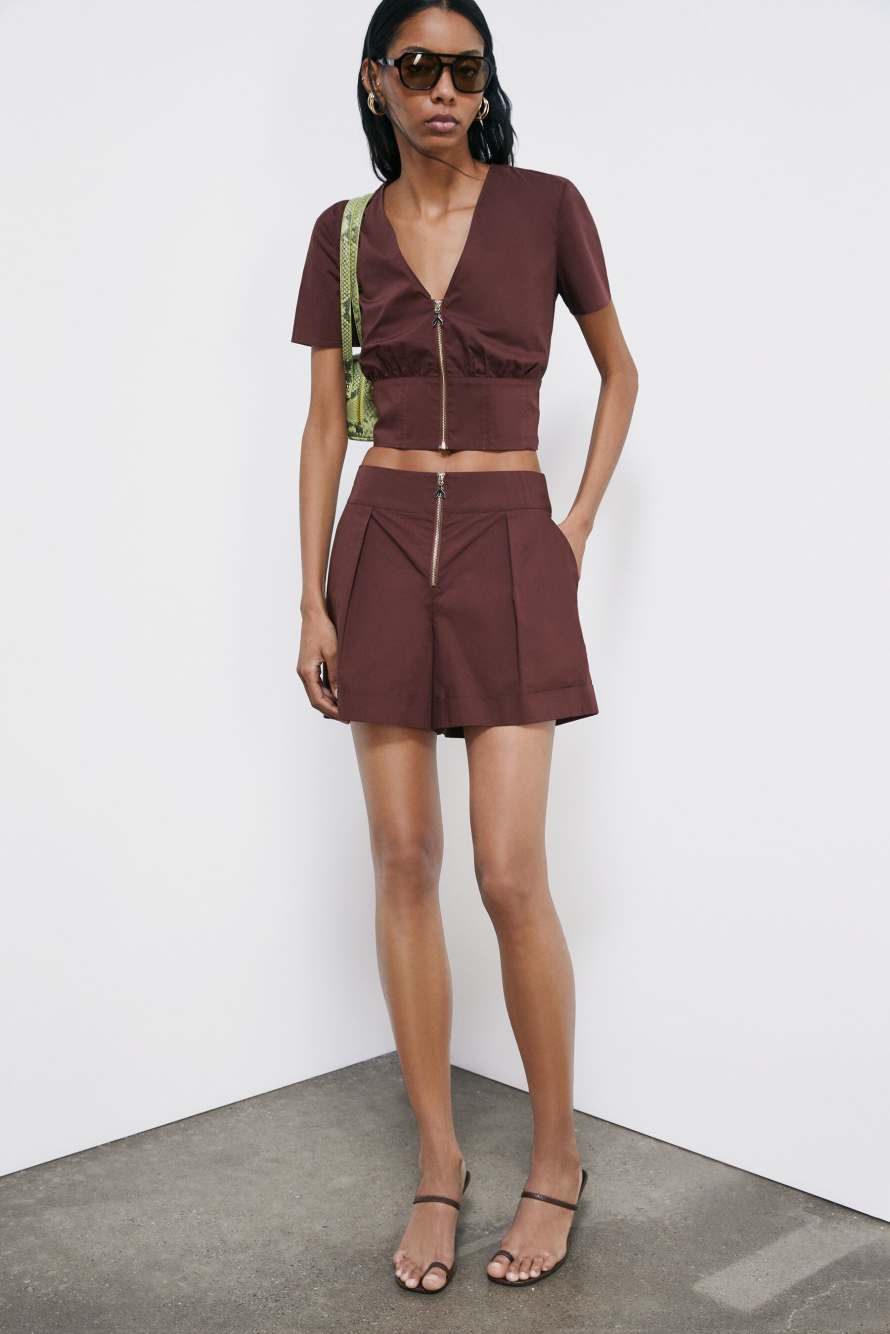 Poplin shorts, Brown, Patrizia Pepe