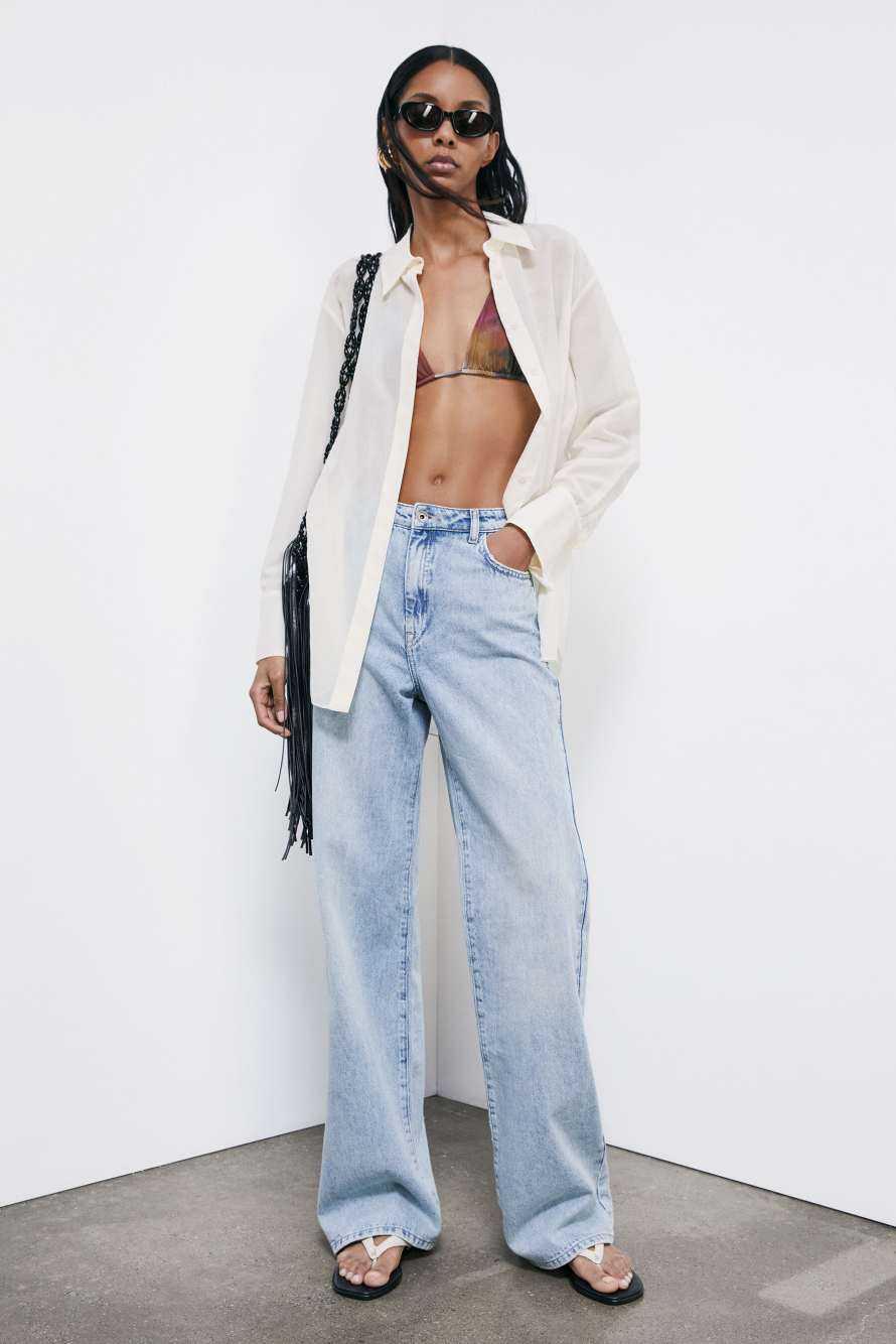 Jean oversize taille basse, Bleu Ciel, Patrizia Pepe