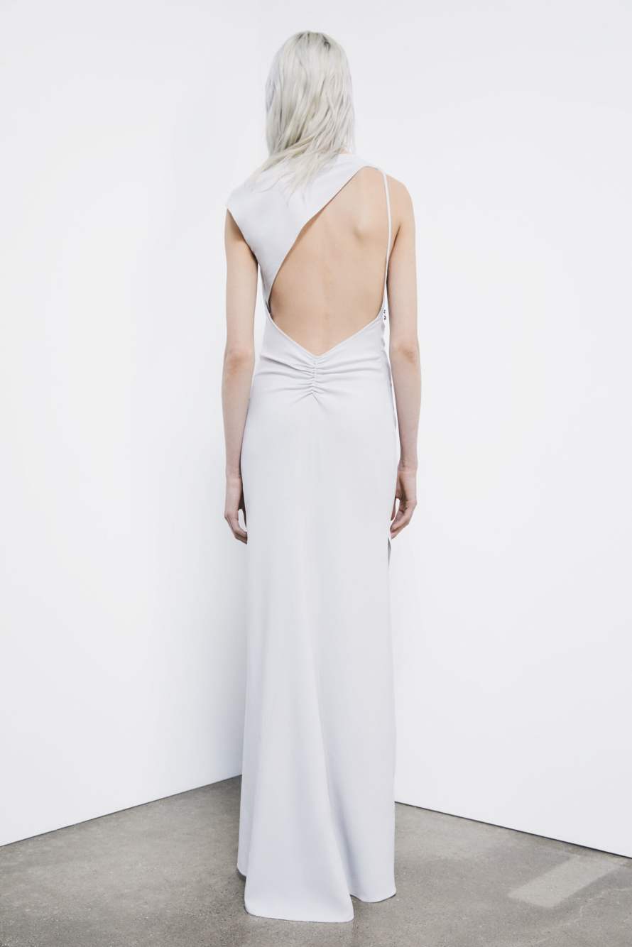 Long asymmetric cr&ecirc;pe dress, Grey, Patrizia Pepe