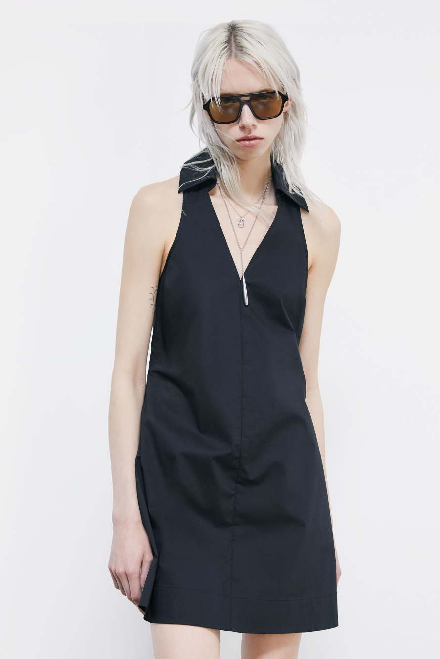 Mini cotton poplin summer dress, Black, Patrizia Pepe