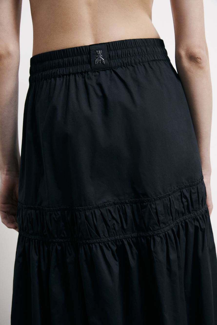 Draped poplin midi skirt, Black, Patrizia Pepe