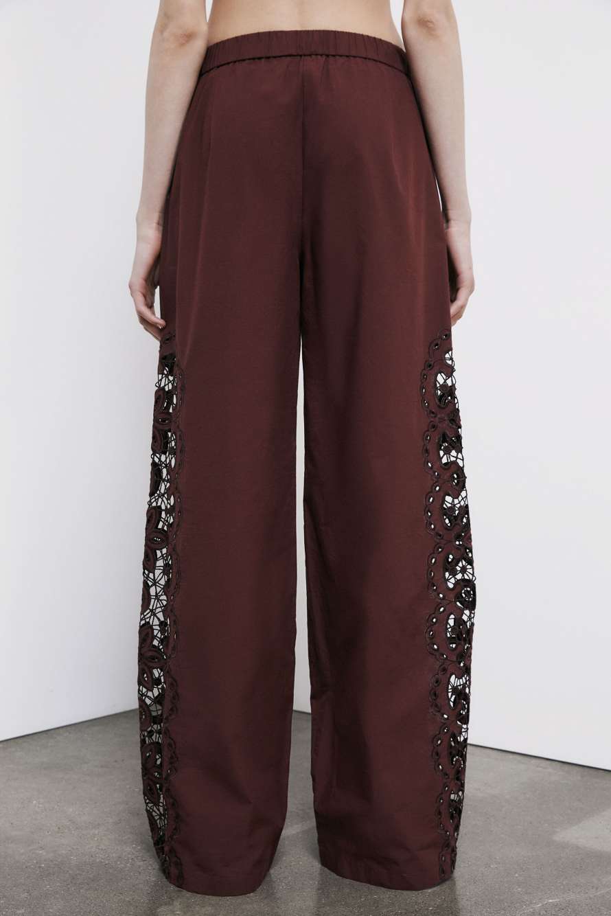 Pantalon avec broderie, Marron, Patrizia Pepe