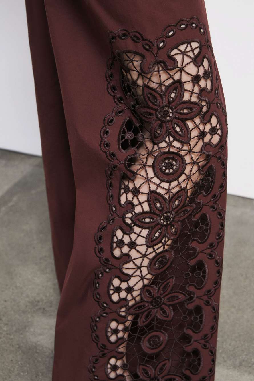 Pantalon avec broderie, Marron, Patrizia Pepe