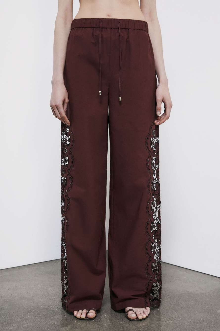 Pantalon avec broderie, Marron, Patrizia Pepe
