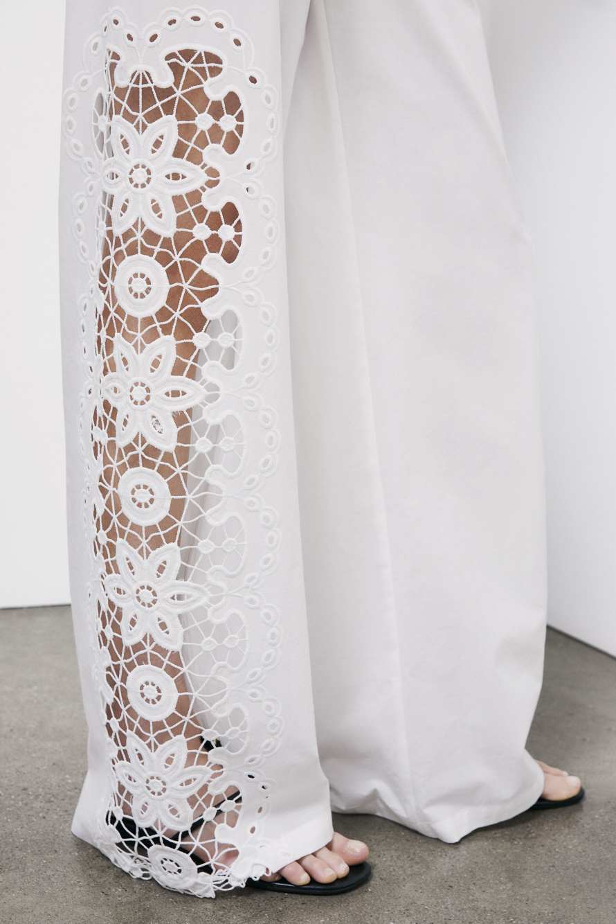 Embroidered trousers, White, Patrizia Pepe