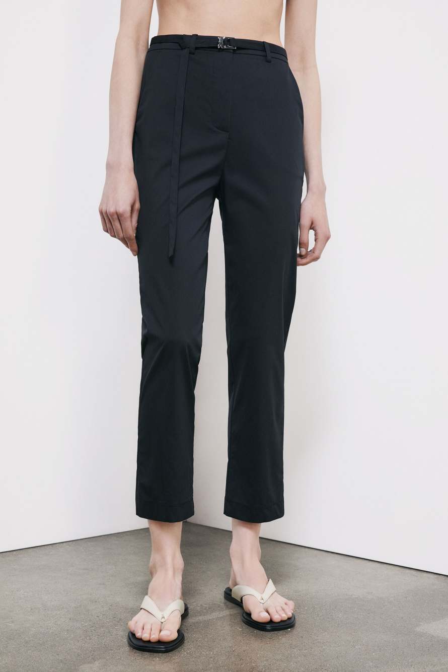 Cigarette poplin trousers, Black, Patrizia Pepe