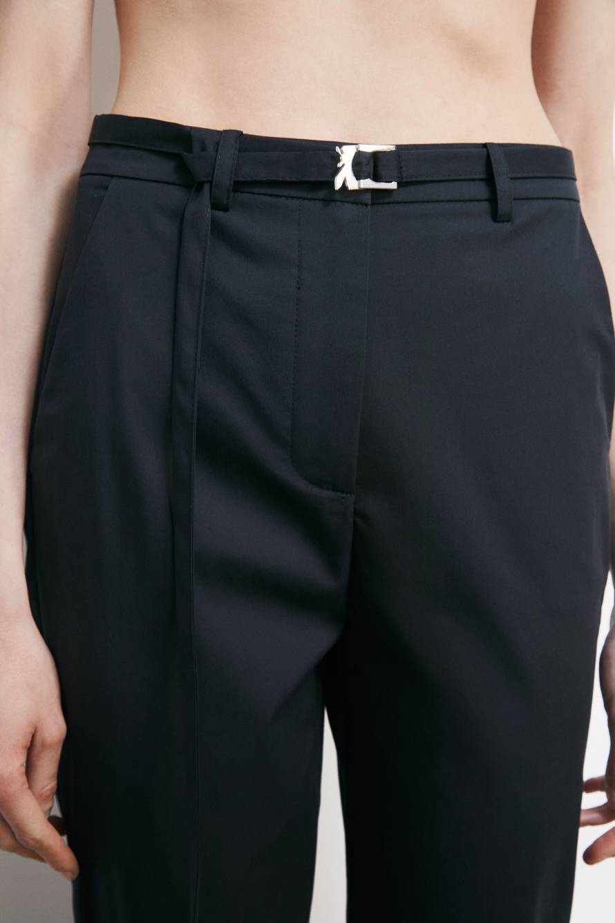 Cigarette poplin trousers, Black, Patrizia Pepe