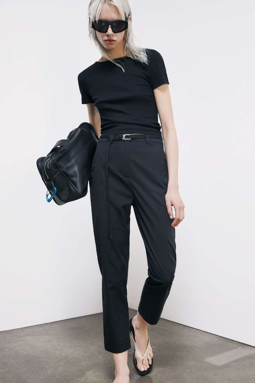 Cigarette poplin trousers, Black, Patrizia Pepe