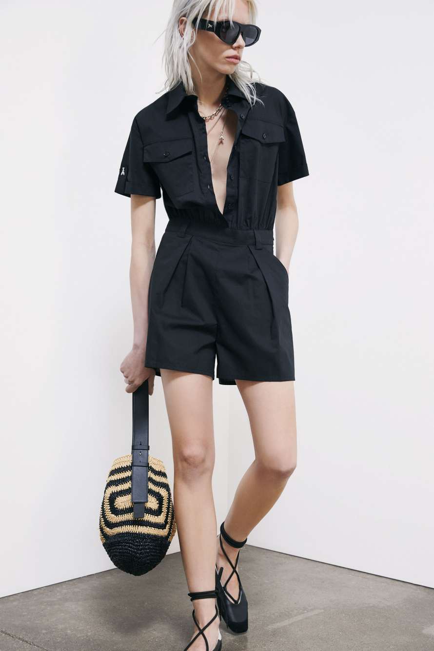 Short poplin jumpsuit, Black, Patrizia Pepe