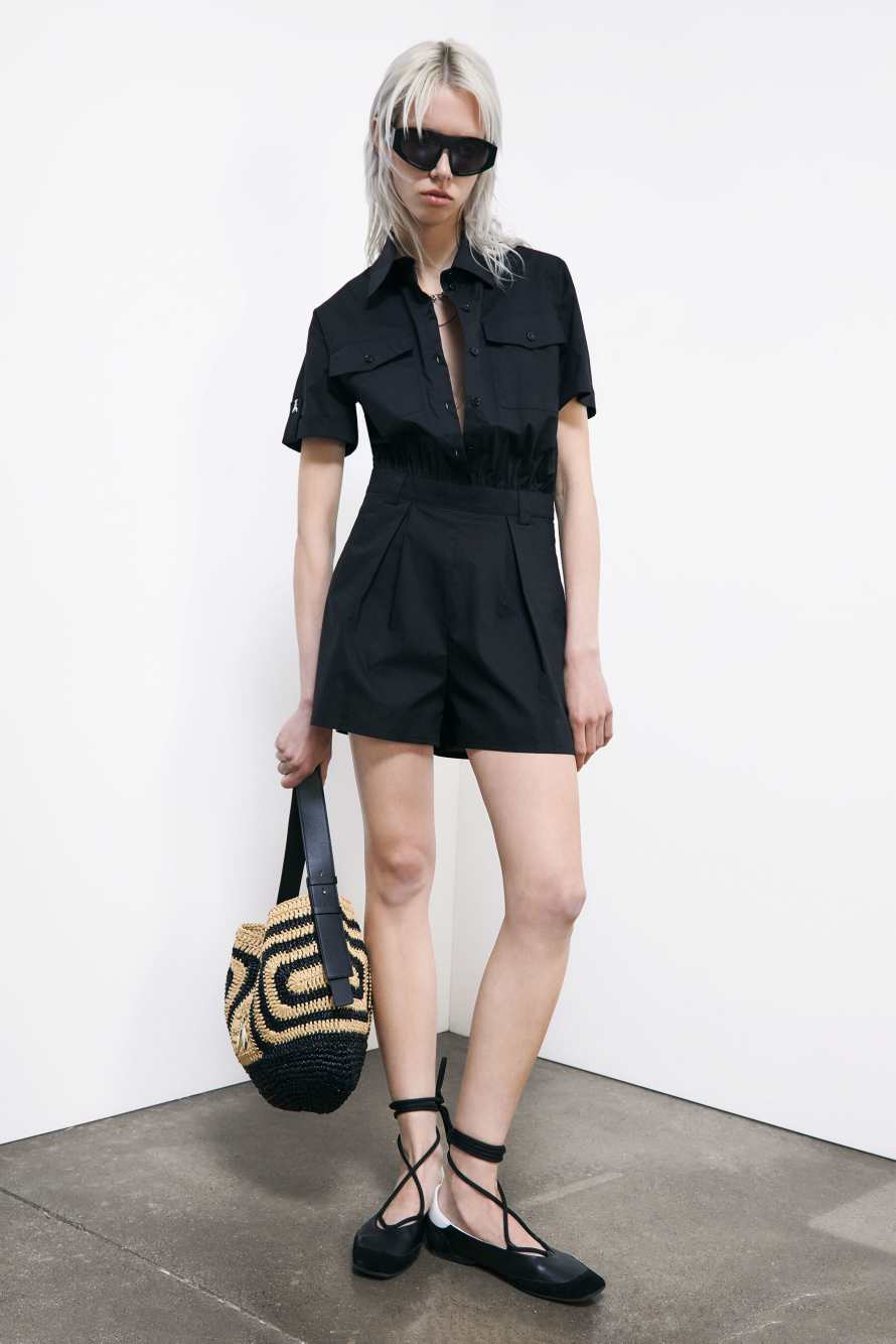 Short poplin jumpsuit, Black, Patrizia Pepe