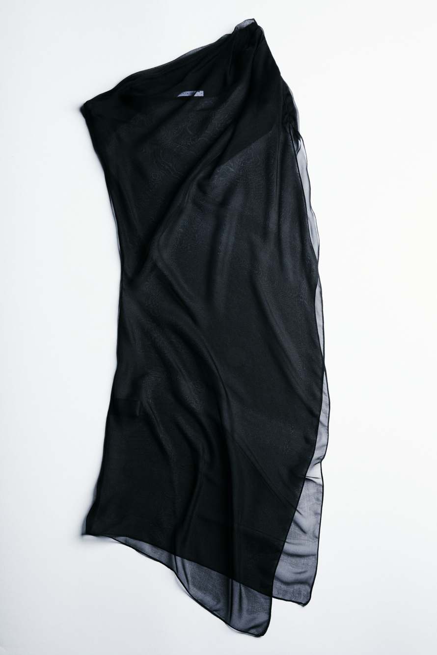 Asymmetric skirt in pure silk, Black, Patrizia Pepe