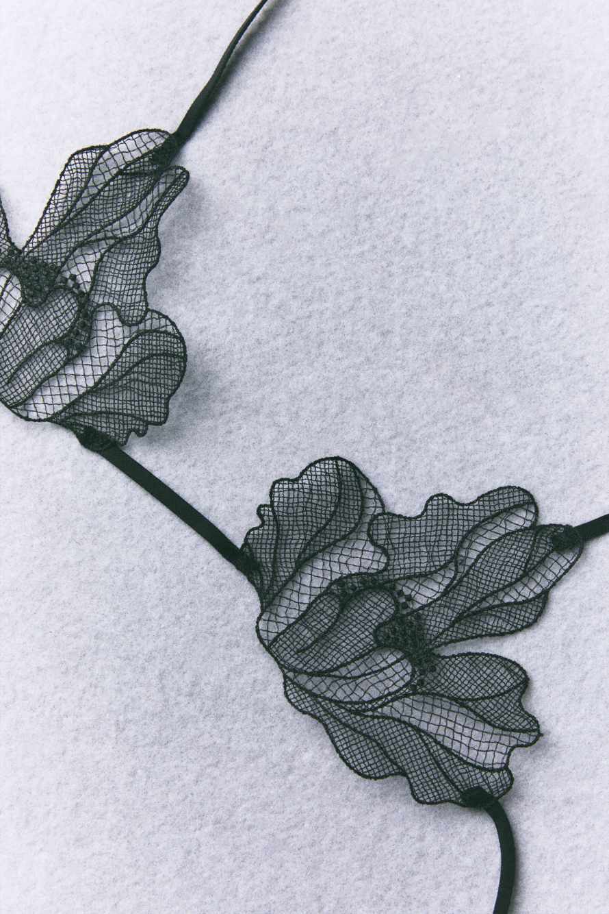 Sujetador de encaje floral, Negro