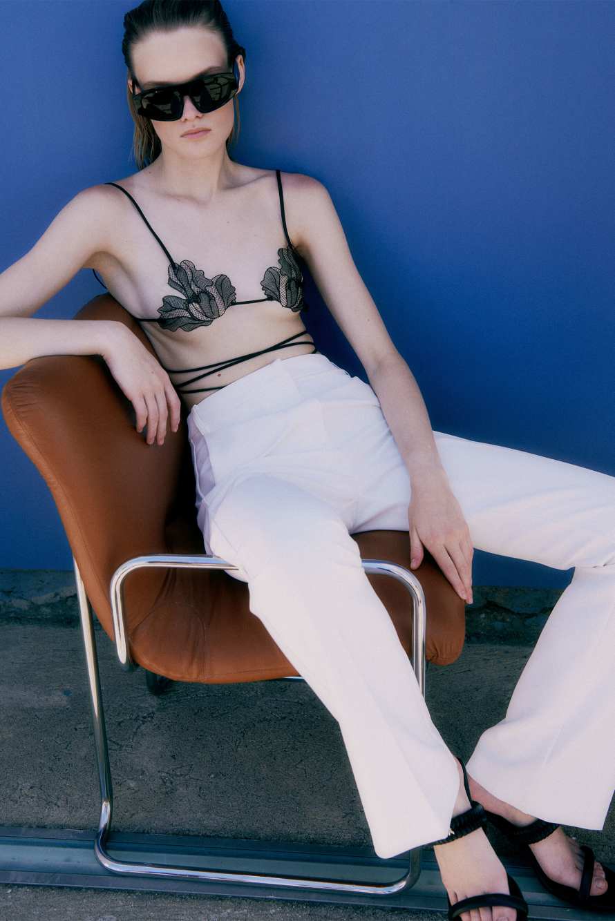 Sujetador de encaje floral, Negro