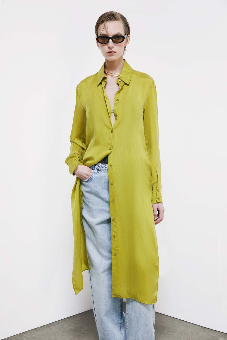 Fluid viscose shirt dress, Green, Patrizia Pepe