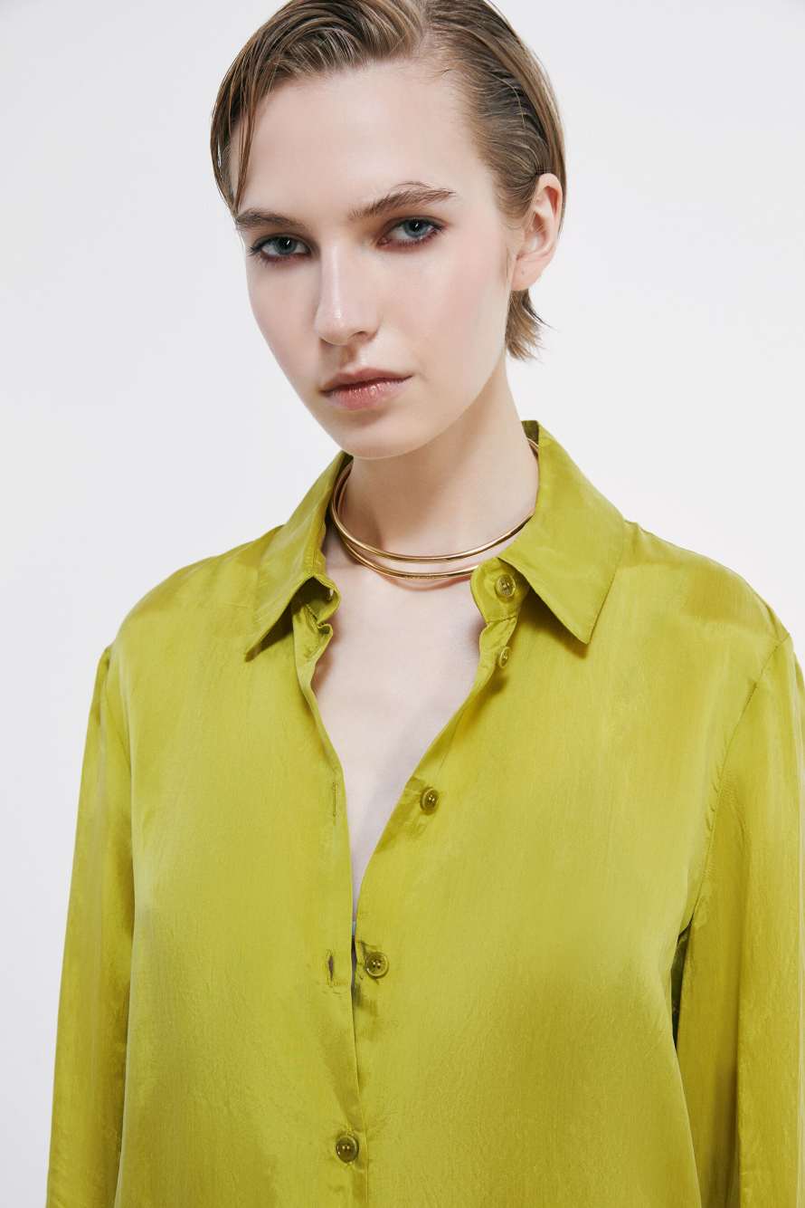 Fluid viscose shirt dress, Green, Patrizia Pepe