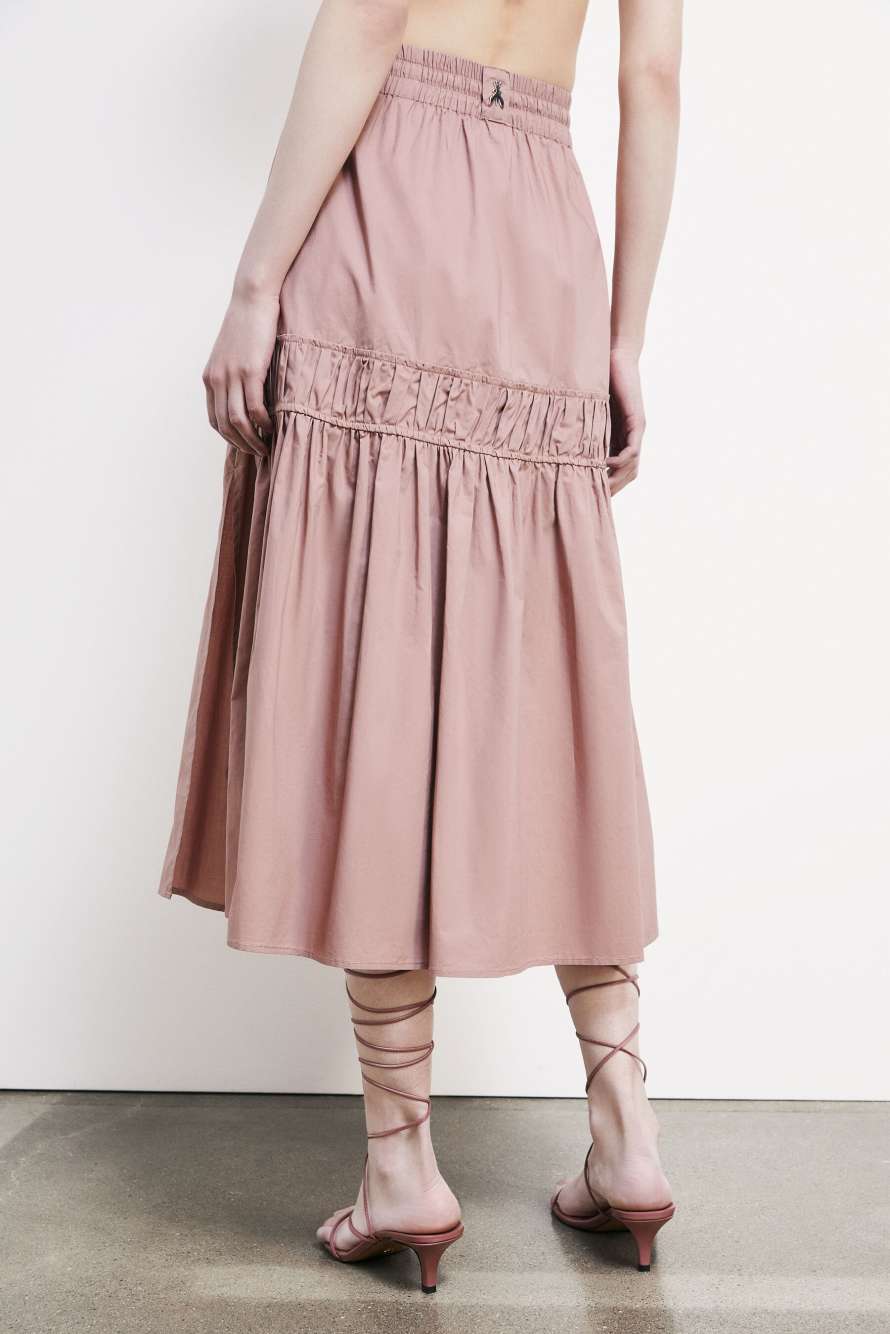 Draped poplin midi skirt, Pink, Patrizia Pepe