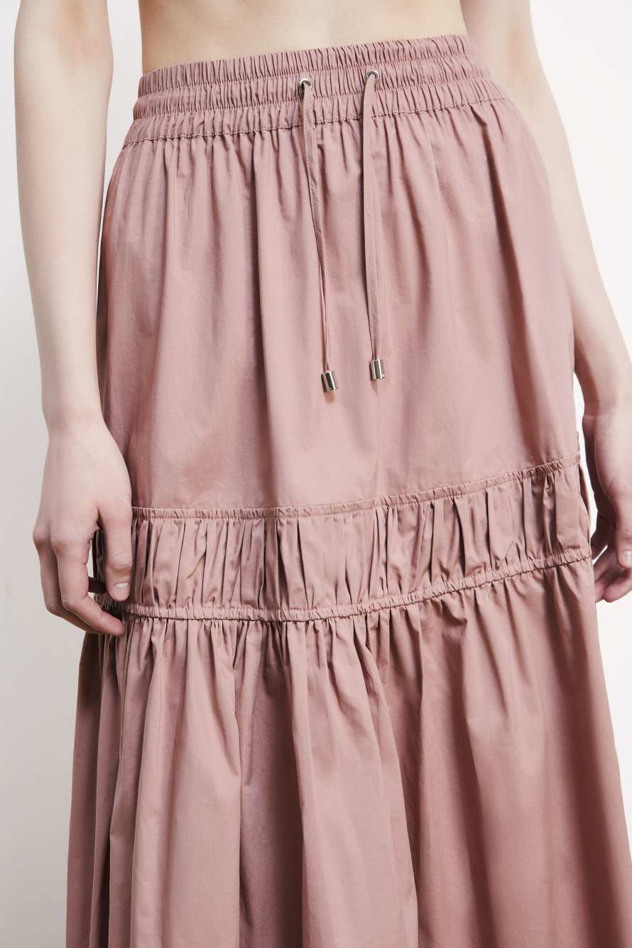 Draped poplin midi skirt, Pink, Patrizia Pepe