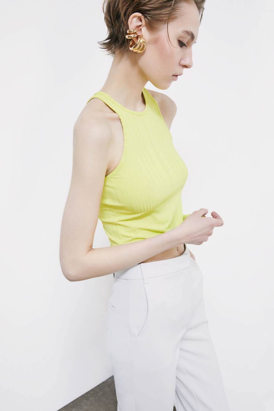 Stretch jersey tank top, Yellow, Patrizia Pepe