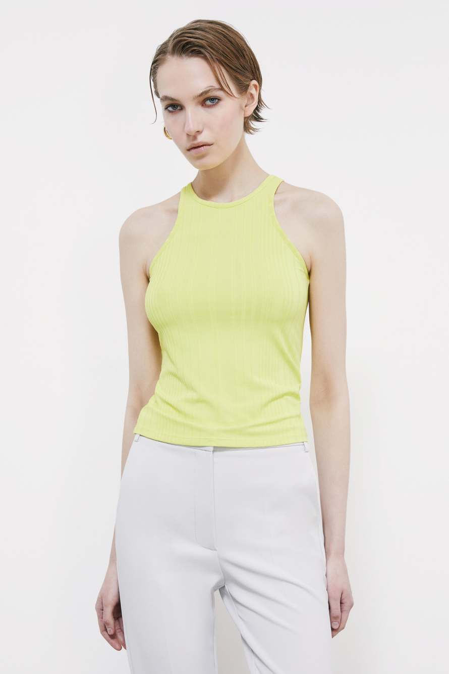 Stretch jersey tank top, Yellow, Patrizia Pepe